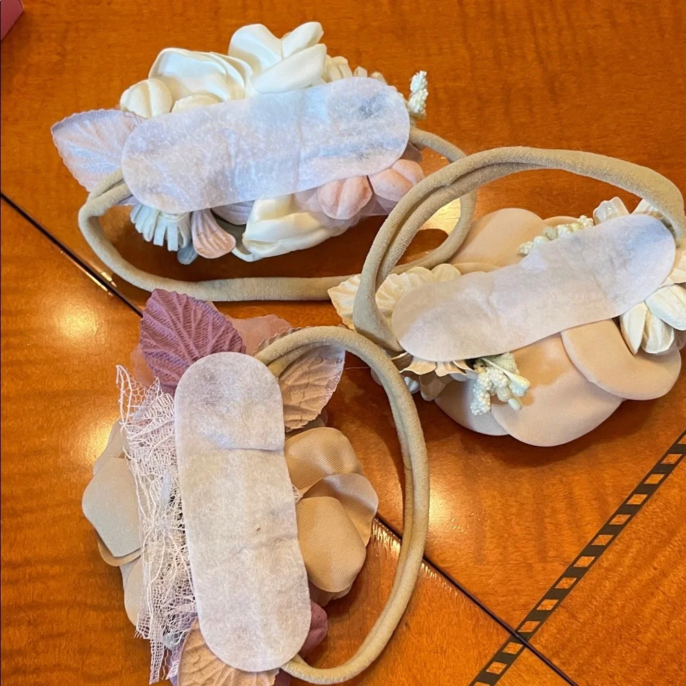 Set of 3 Cream and Pink Floral Hair Accessories /wrist with Vintage Charm